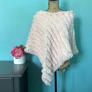 Soft Faux Fur Pink Poncho